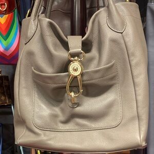 Dooney & Bourke Taupe Pebbled Leather Shoulder Bag with Gold Hardware